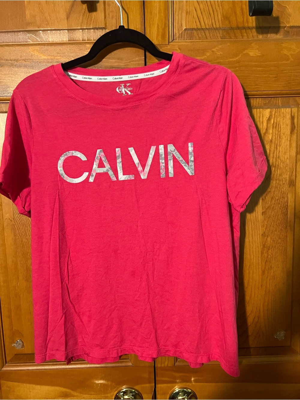 Calvin Klein Hot Pink Tee with Silver CALVIN Logo